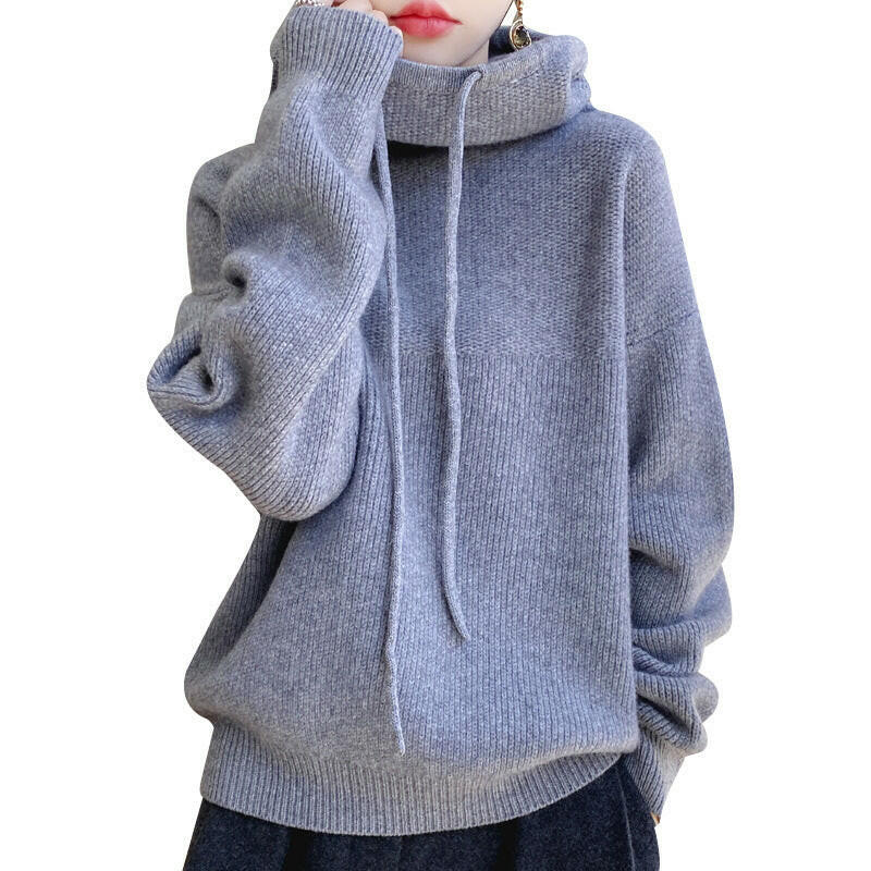 Lazy Style Women's Solid Color Loose Knit Sweater.