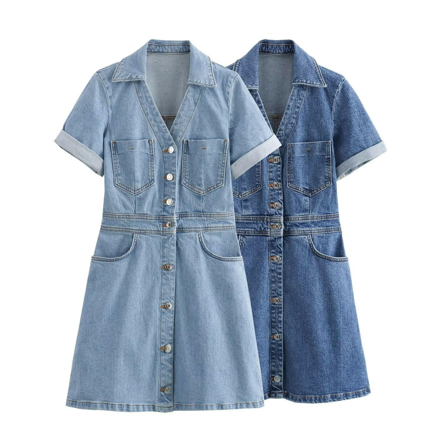 Fashionable and Casual Denim Mini Dress.