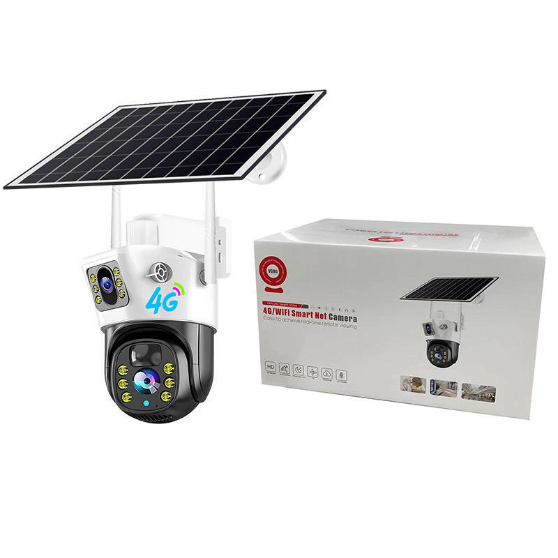 V380PRO  4G Solar Camera 4MP Dual Lens Home Security  Camera With Solar Panel.