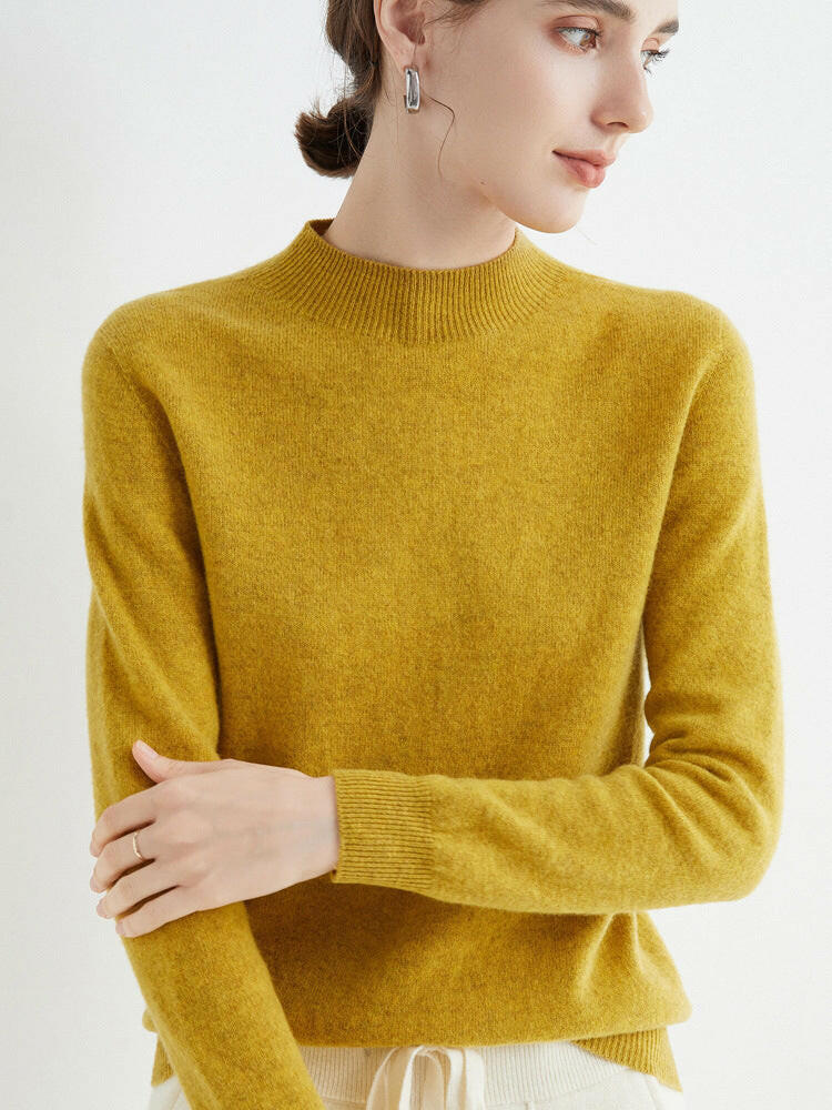 Seamless One-Piece Wool Sweater – Women's Long-Sleeve Knit Top.