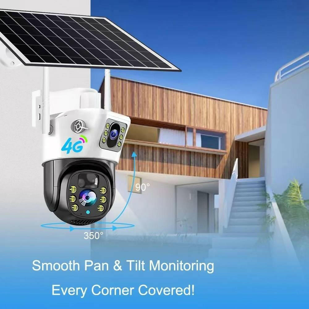 V380PRO  4G Solar Camera 4MP Dual Lens Home Security  Camera With Solar Panel.