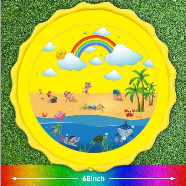 170 CM Summer Children's Baby Play Water Mat Games Beach Pad Lawn Inflatable Spray Water Cushion Toys Outdoor Tub Swiming Pool.