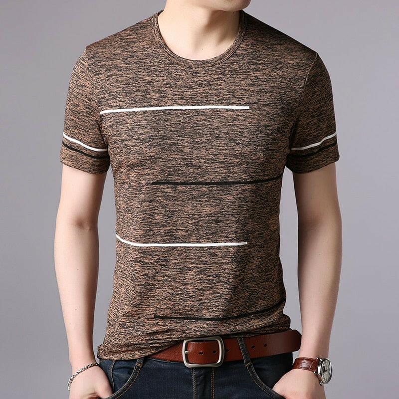 Men's Striped Summer T-Shirt - O-Neck Casual Streetwear.