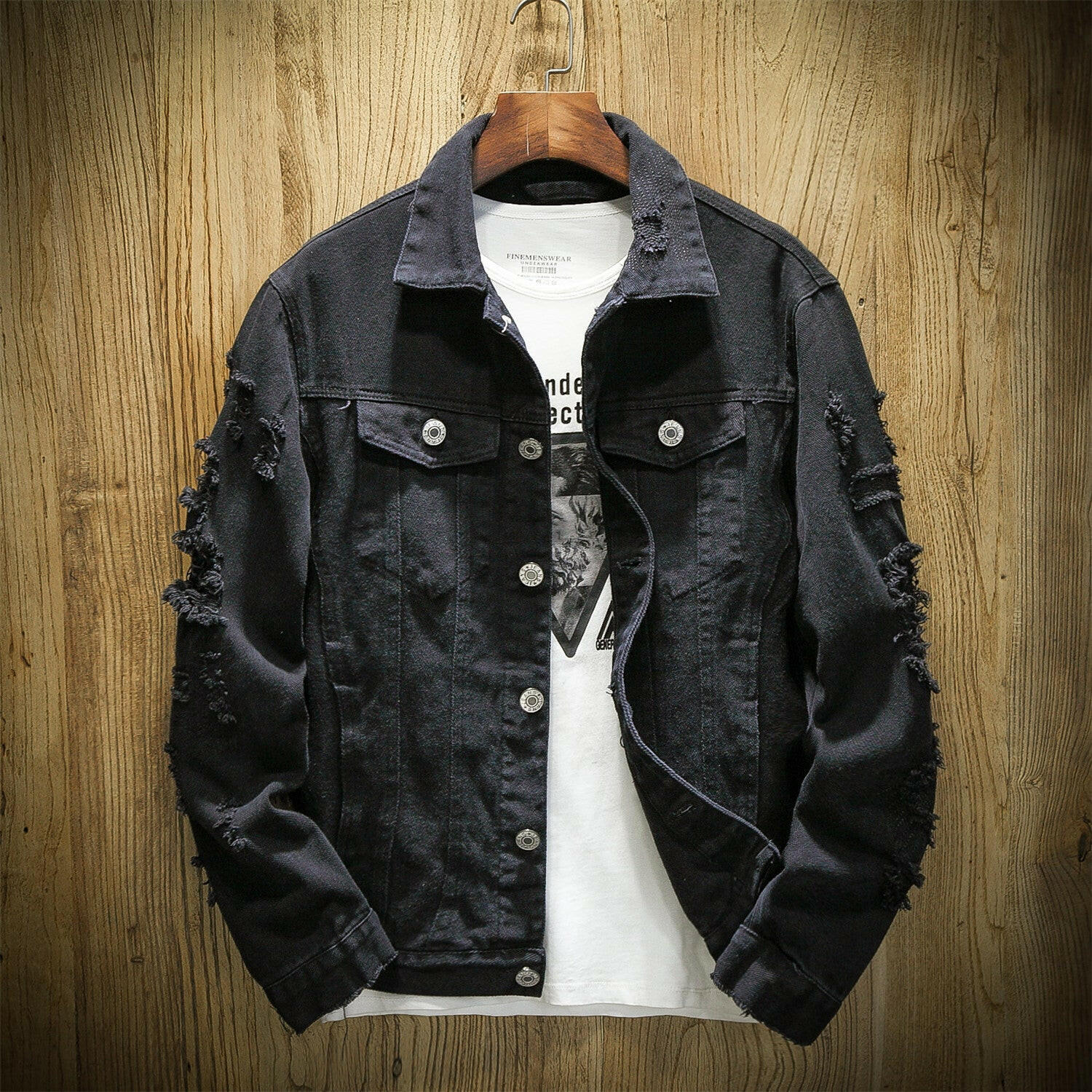 Men's denim jacket casual single breasted cardigan jacket.