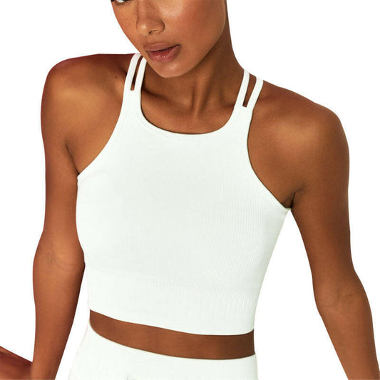 Women Sleeveless Running Shirts Sexy Exposed Navel Yoga T-shirts Solid Sports Shirts Quick Dry Fitness Gym Crop Tops Sport Wear.