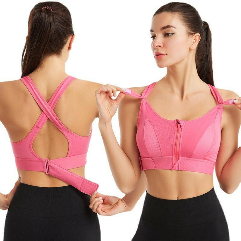 Zipper Sports Bra - Beautiful Back Design for Comfort and Style.