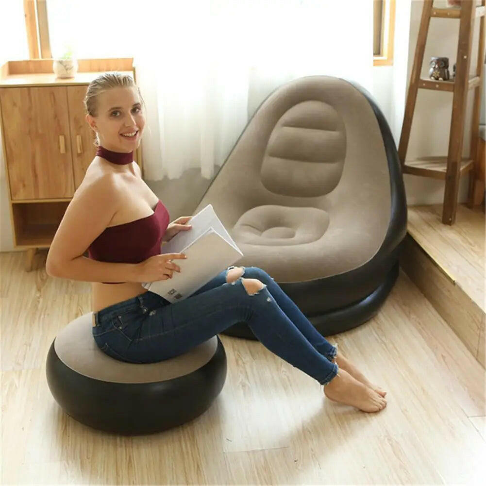 Inflatable Air Mattress Lazy Sofa & Leg Stool – Comfortable Beanbag Chair for Home & Outdoor Usend Outdoor Use.