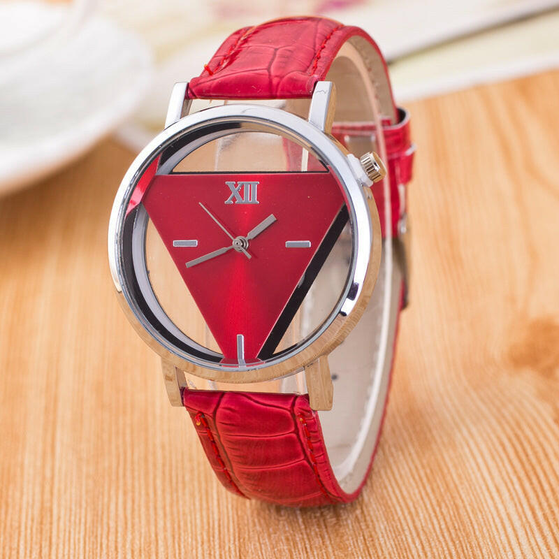 Jingshi Simple Harajuku Fashion Watch - Double Sided Hollow Design, Korean Trendy Student Triangle Watch.