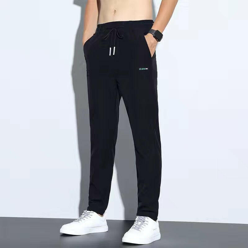 Thin ice silk pants for men, business men, casual pants, trendy straight leg loose sports pants.