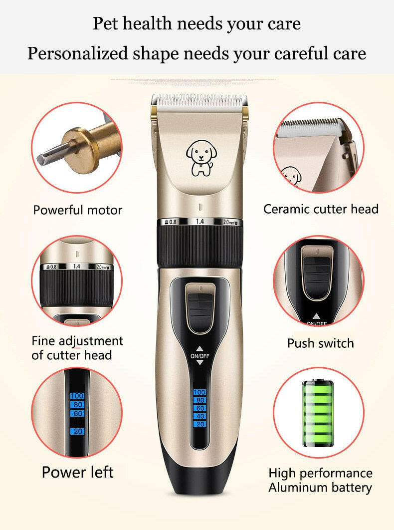 Pet Cat Dog clippers professional Dogs grooming clipper groomer kit USB Rechargeable Low-noise Pets Hair Trimmer Display battery.