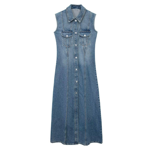 Female Sleeveless Denim Dress.