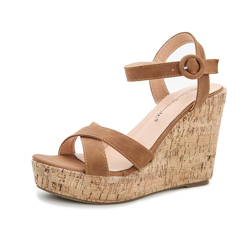 Fashion High Heels Women's New Large Size Women's Shoes Buckle Strap Platform Wedge Sandals Women.