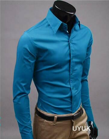 Men Shirt Long Sleeve Fashion Mens Casual Shirts Cotton Solid Color Business Slim Fit Social Camisas Masculina.