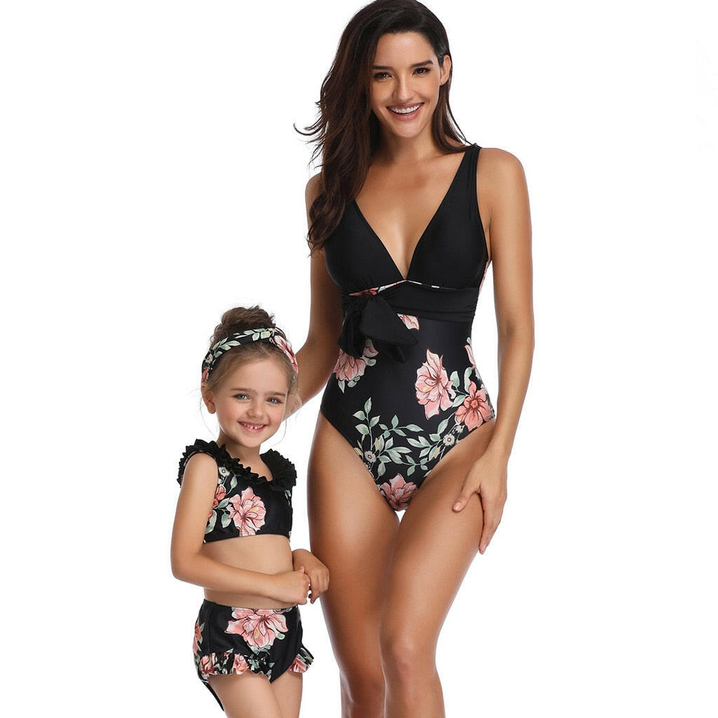 Mother And Daughter Swimsuit Bikini Swimwear Family Matching Clothes.