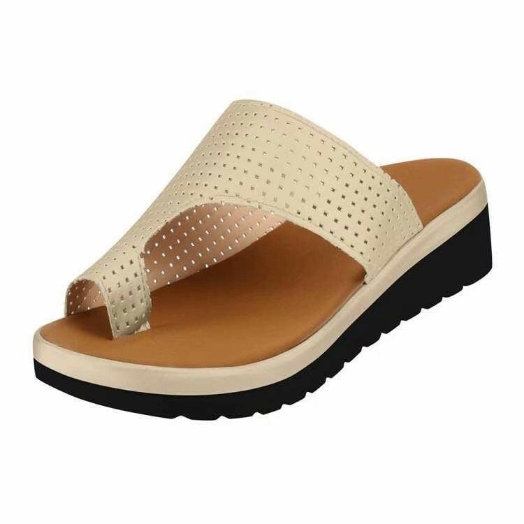 Round Toe Pullover Sandals Versatile Flat Bottom Beach Sandals For Women.