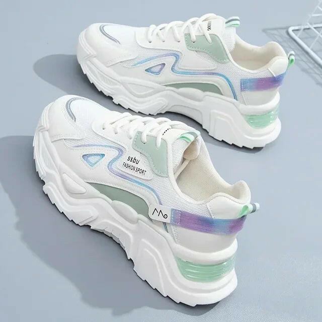 Sneakers Women Platform Flat Shoes Woman Shoes Green Casual Trainers Ladies Chunky Sneakers Women Shoes.