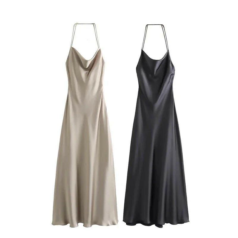 Slip Long Dresses for Women Sexy Backless Female Dress Party Maxi Dresses Woman Thin Straps Autumn Dress.