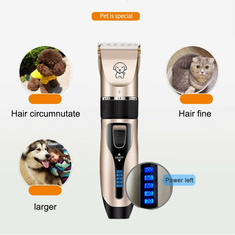 Pet Cat Dog clippers professional Dogs grooming clipper groomer kit USB Rechargeable Low-noise Pets Hair Trimmer Display battery.