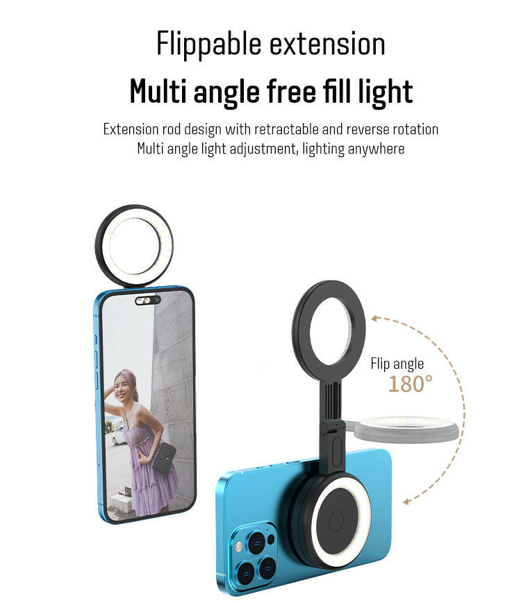 Mini Folding Magnetic Selfie Fill Light Portable Make Up Conference Lighting Selfie Ring Light.