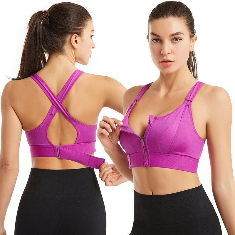 Zipper Sports Bra - Beautiful Back Design for Comfort and Style.