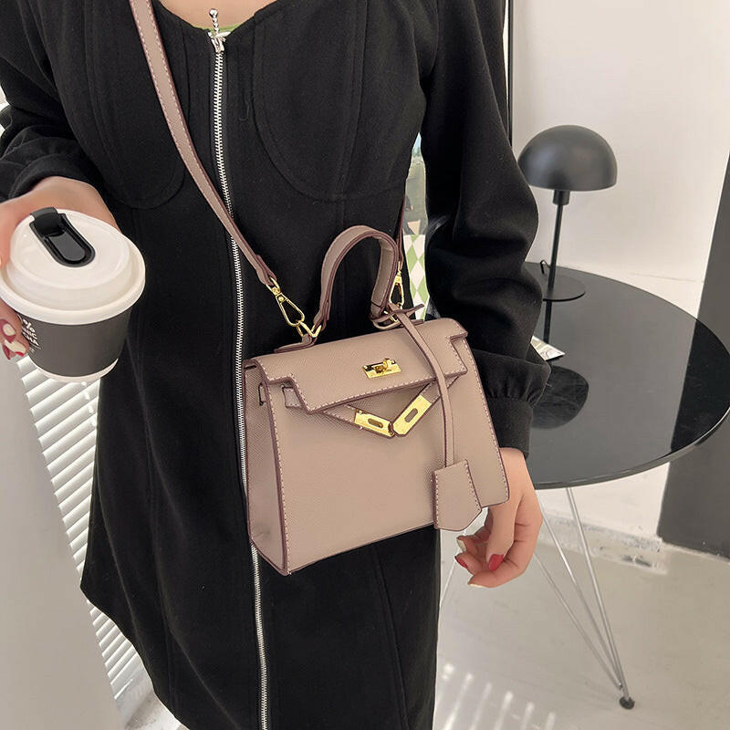 Solid Color PU Kelly Bag – Candy Color Crossbody Handbag.