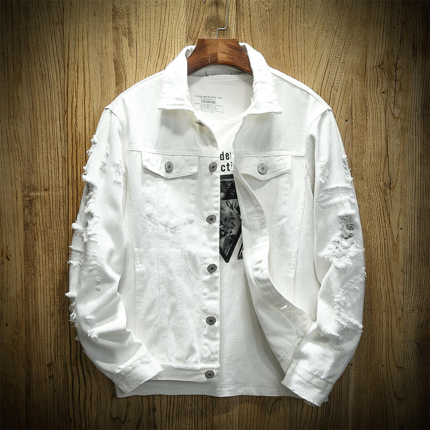 Men's denim jacket casual single breasted cardigan jacket.