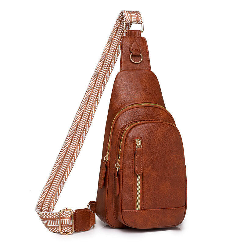 Retro Chest Bag Women's Texture Soft Leather Backpack  New Fashion Versatile Chest Bag Women's Casual One Shoulder Diagonal.