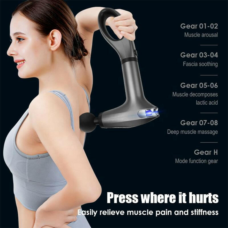 4 Massage Silicone Head Powerful Fascial Gun Portable Vibration Deep Tissue Percussion Muscle Back Massage Gun For Women.