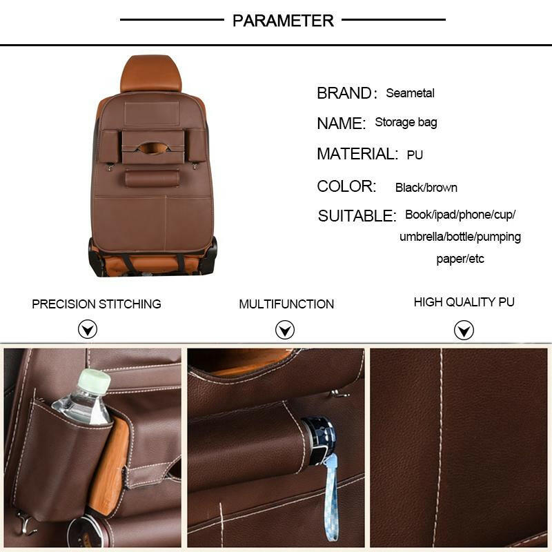 Car Seat Back Storage Bag Organizer Travel Box Pocket PU Leather Universal Stowing Tidying Protector Kids Drink Auto Accessoires.