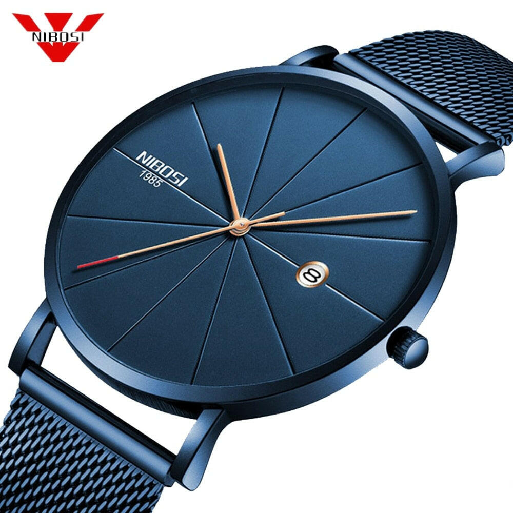 NIBOSI Ultra Thin Fashion Men’s Watch - Luxury Quartz Business Sports Watch, Waterproof, Chronograph, Lightweight.