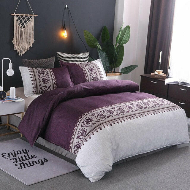 Printing Duvet Cover Sets Polyester Plain Printed Bedding Set Reactive Printing Duvet Cover With Pillowcases Bedding Set.