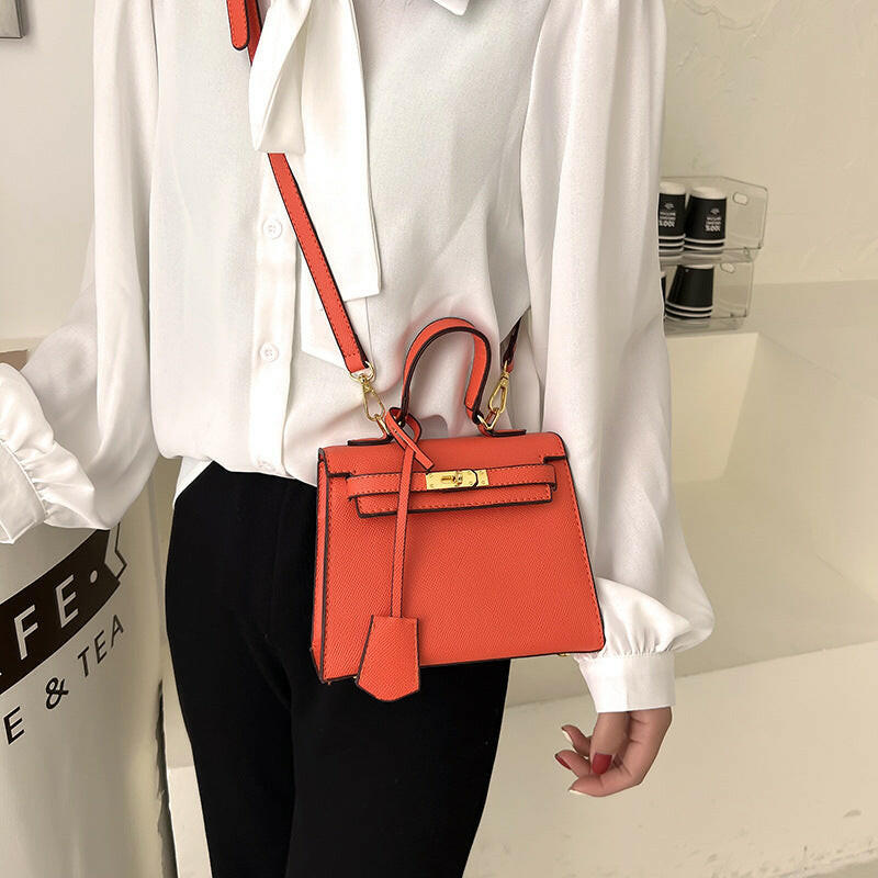 Solid Color PU Kelly Bag – Candy Color Crossbody Handbag.