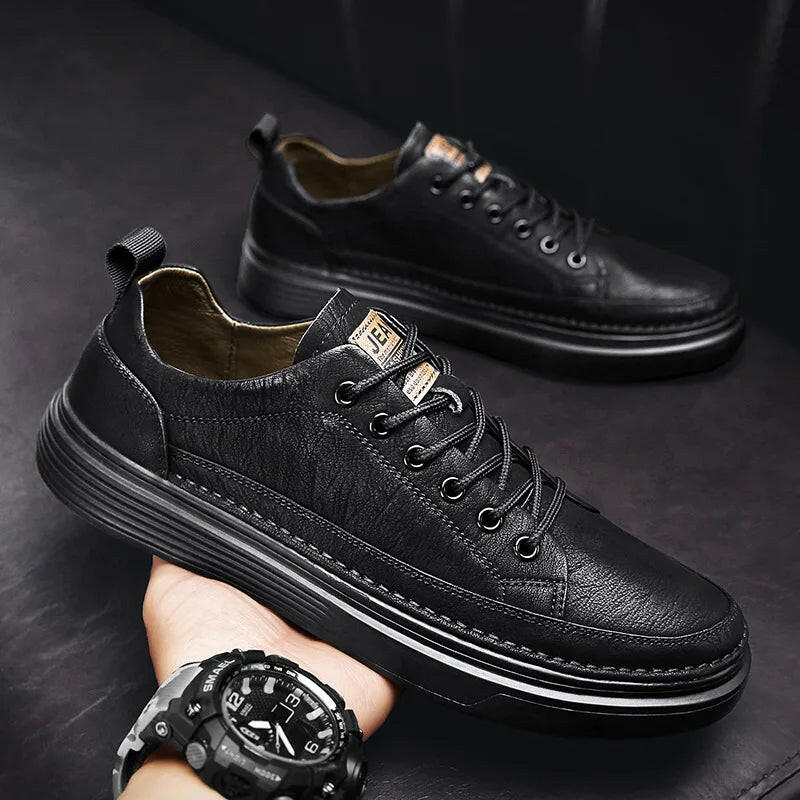 New Brand Men's Casual Leather Shoes Male Sneakers Comfortable Flat Shoes High End Fashion Lace Up Shoes for Men Tenis Masculino.