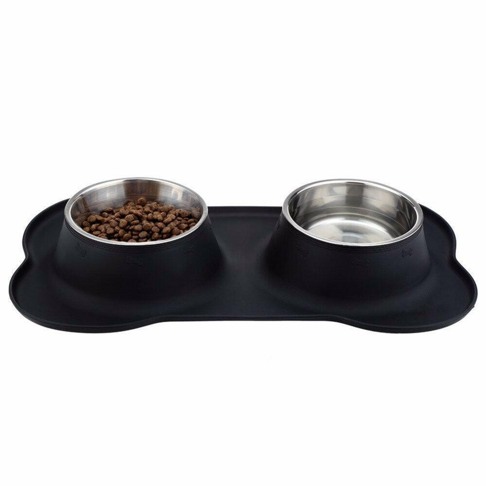 Gomaomi Stainless Steel Dog Bowl with Non-Spill Silicone Mat.