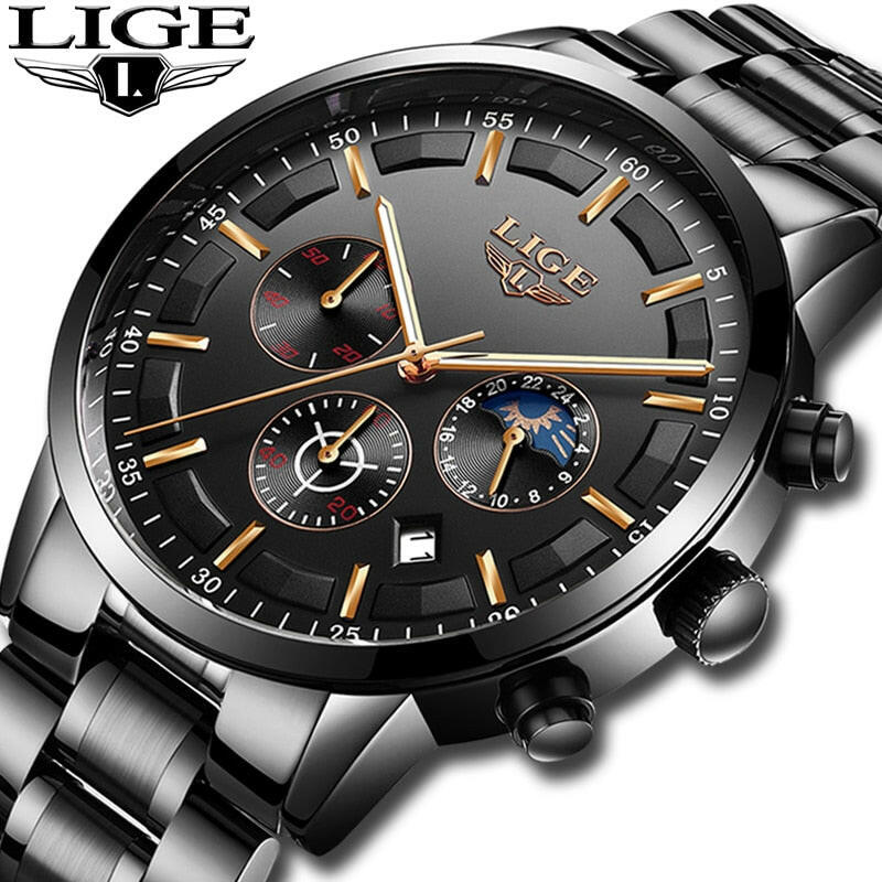 LIGE Sport Quartz Clock Mens Watches Top Brand Luxury Business Waterproof Watch.