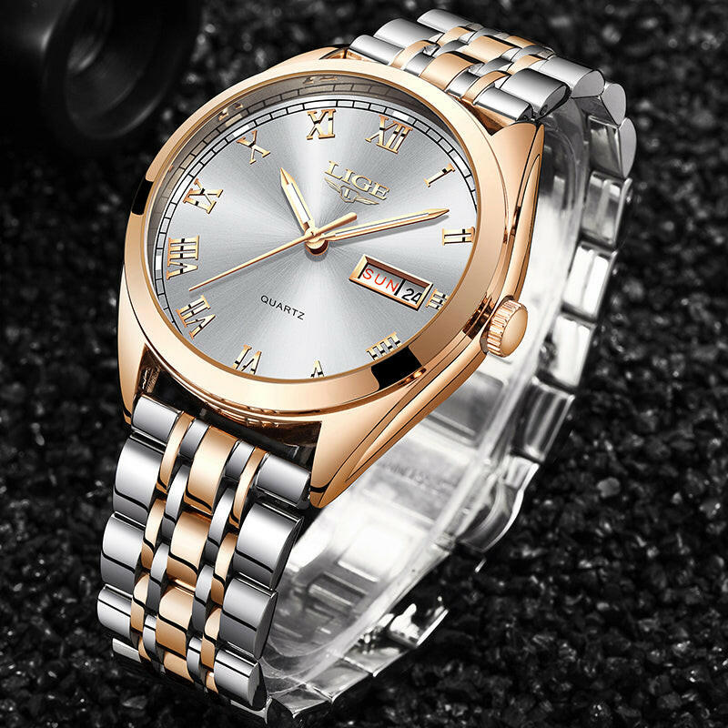 LIGE New Rose Gold Women’s Watch - Business Quartz Watch.