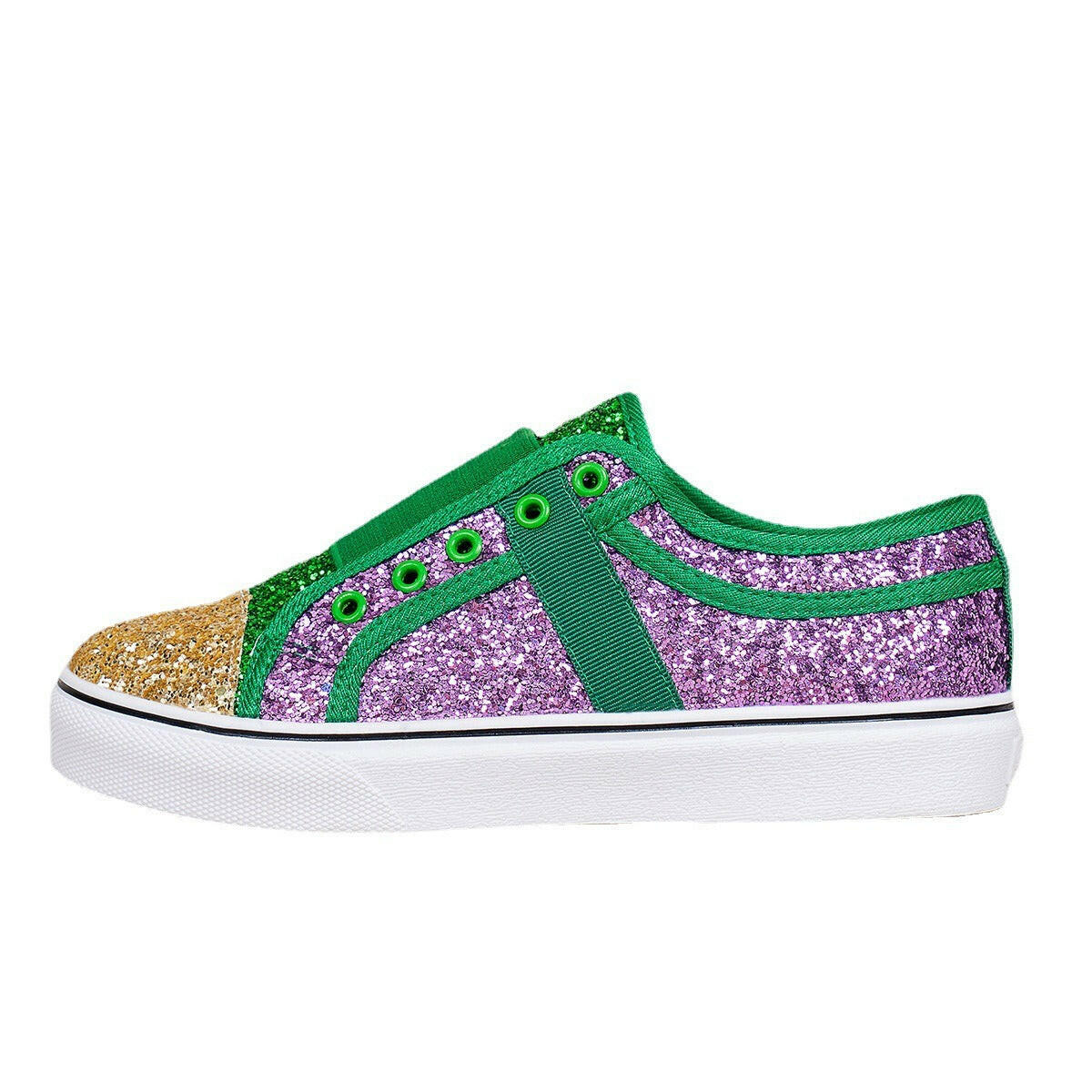 Large Size Canvas Low-Top Shallow Mouth Sequin Shoes.