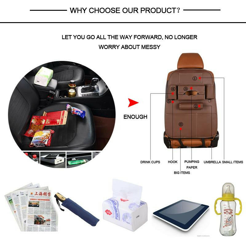 Car Seat Back Storage Bag Organizer Travel Box Pocket PU Leather Universal Stowing Tidying Protector Kids Drink Auto Accessoires.