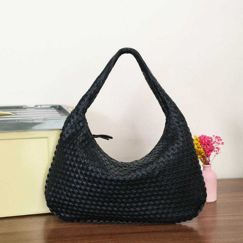 Handmade Woven Leather Hobo Bag.