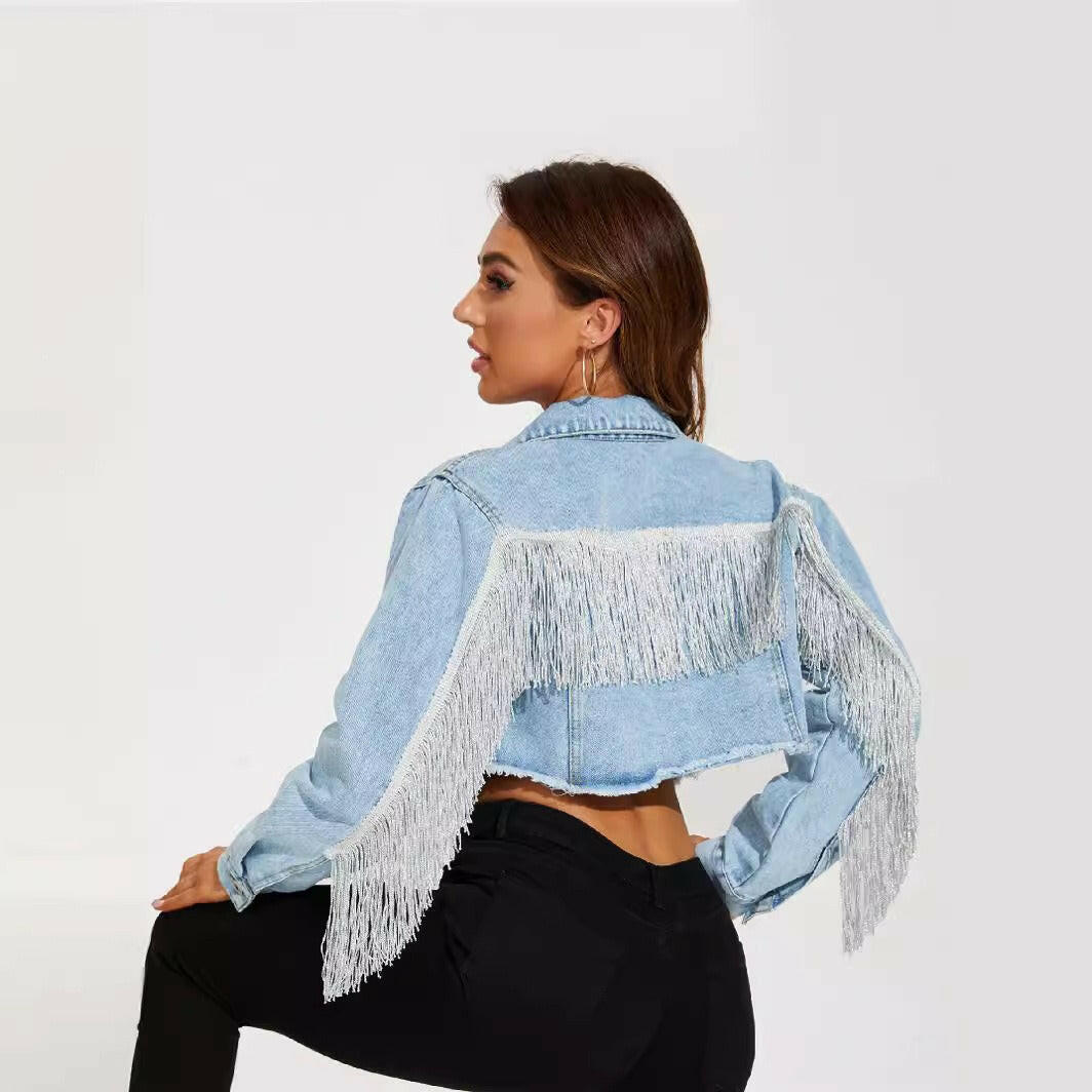 Women's Tassel Denim Short Jacket.