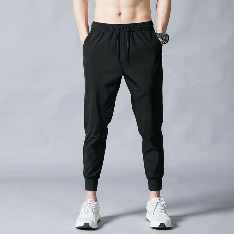 Thin ice silk pants for men, business men, casual pants, trendy straight leg loose sports pants.