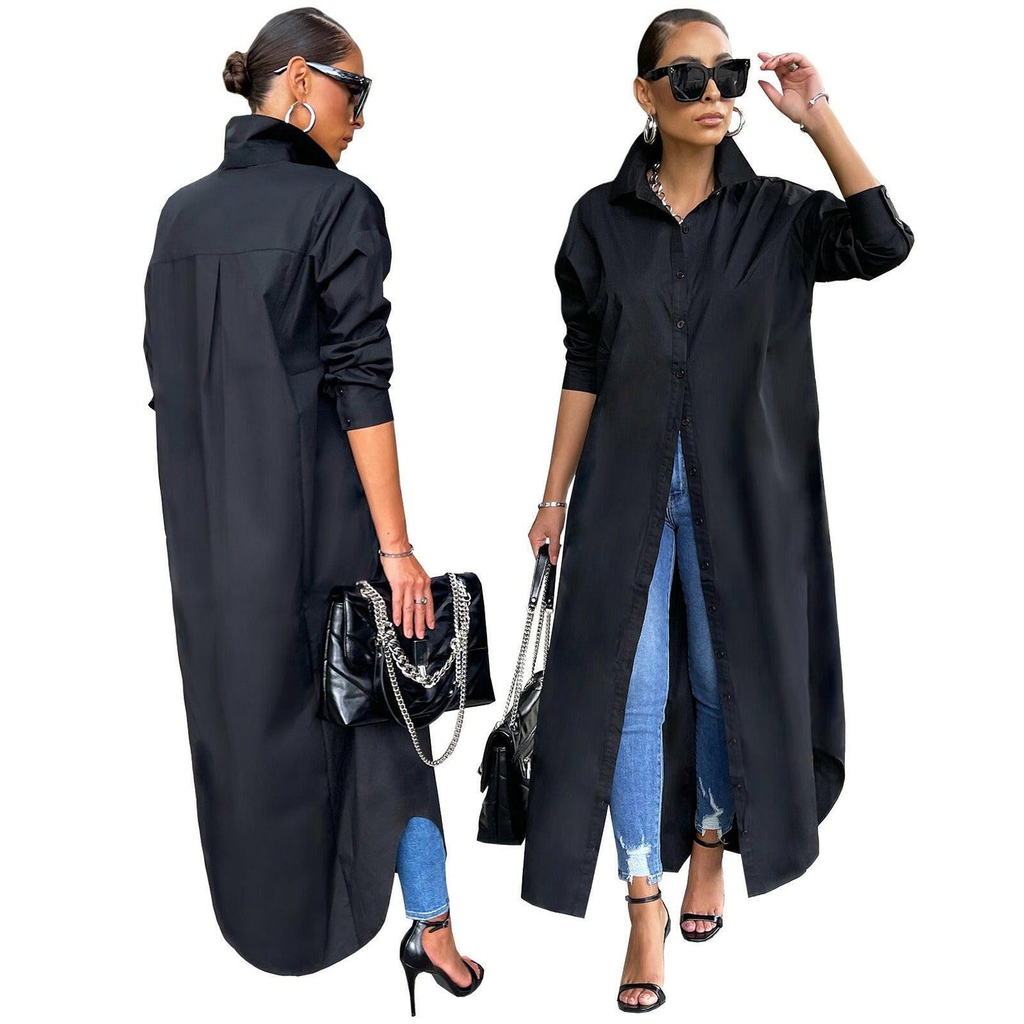 Casual Dresses Women Clothes Plus Size Fashion Girls' Skirt Bodycon Long Shirt Dress Women's Club Party Sexy Dresses.