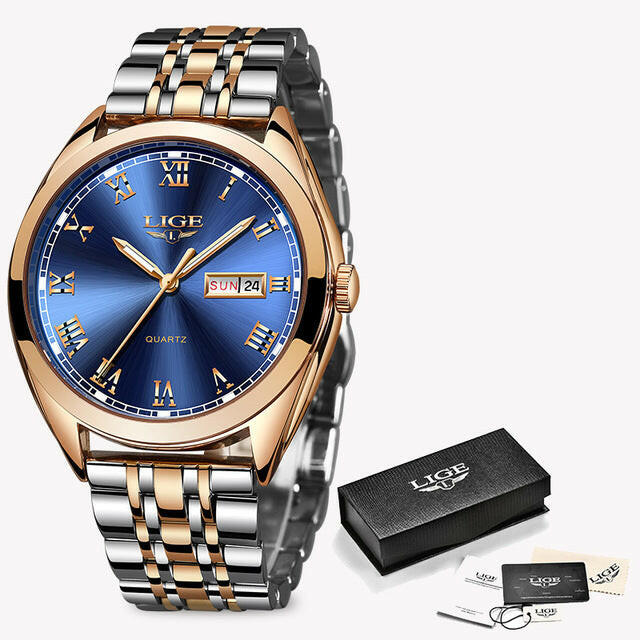 LIGE New Rose Gold Women’s Watch - Business Quartz Watch.