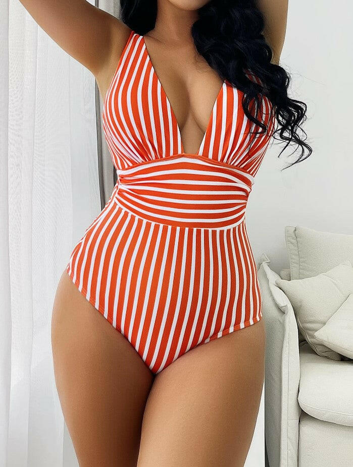 Women's Sexy Striped Jumpsuit Swimsuit – European & American Bikini.