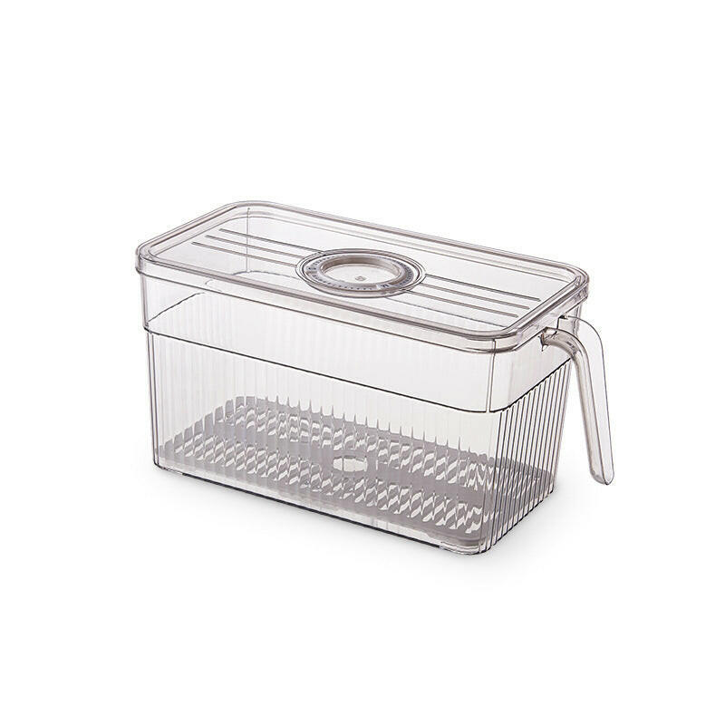 Refrigerator Storage Box Household Drainable Food Storage Box Sealed Storage Box With Handle Stacking Storage Box.