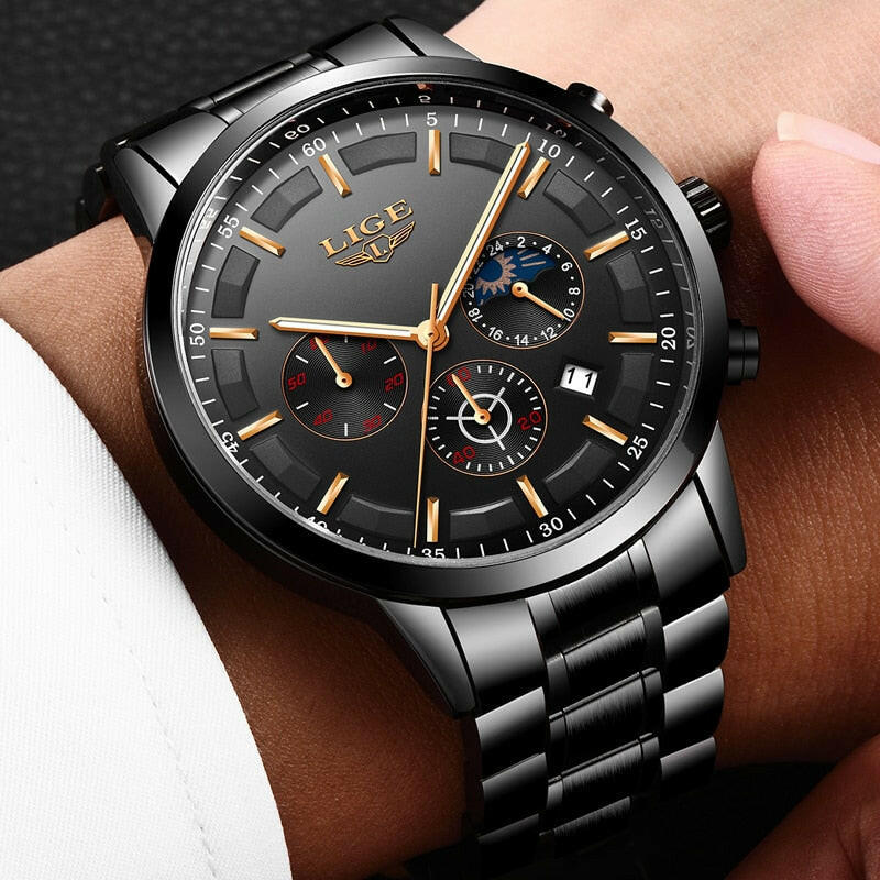 LIGE Sport Quartz Clock Mens Watches Top Brand Luxury Business Waterproof Watch.