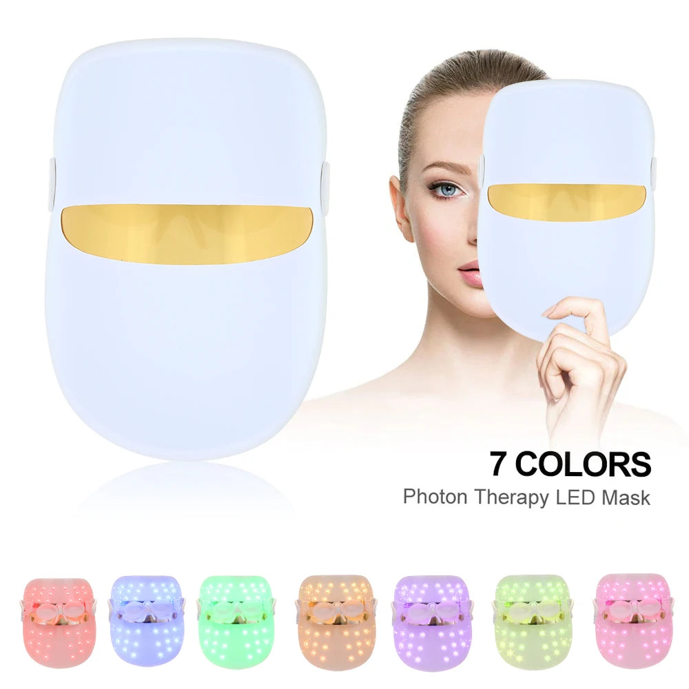 7-Color LED Light Therapy Facial Mask – Skin Rejuvenation & Anti-Aging Beauty Device.