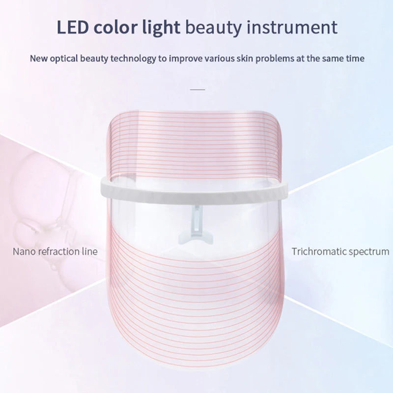 LED Face Light Therapy Photon Facial Mask – 3-Color Anti-Aging & Skin Rejuvenation Beauty Device.