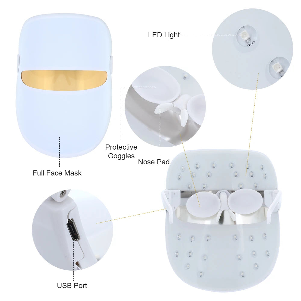 7-Color LED Light Therapy Facial Mask – Skin Rejuvenation & Anti-Aging Beauty Device.