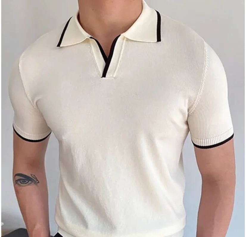 Open Neck Short Sleeve Polo.